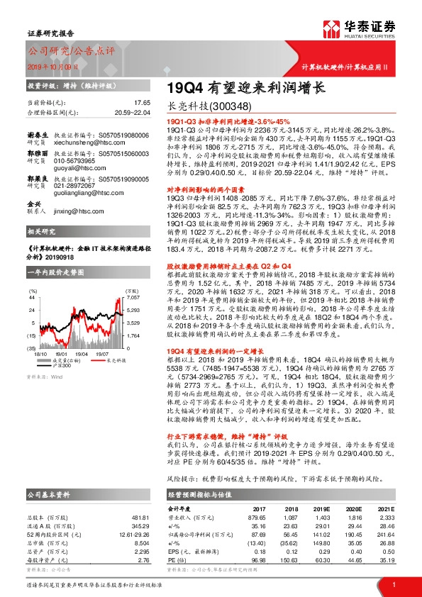 19Q4有望迎来利润增长