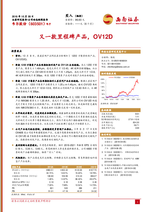 又一款里程碑产品，OV12D