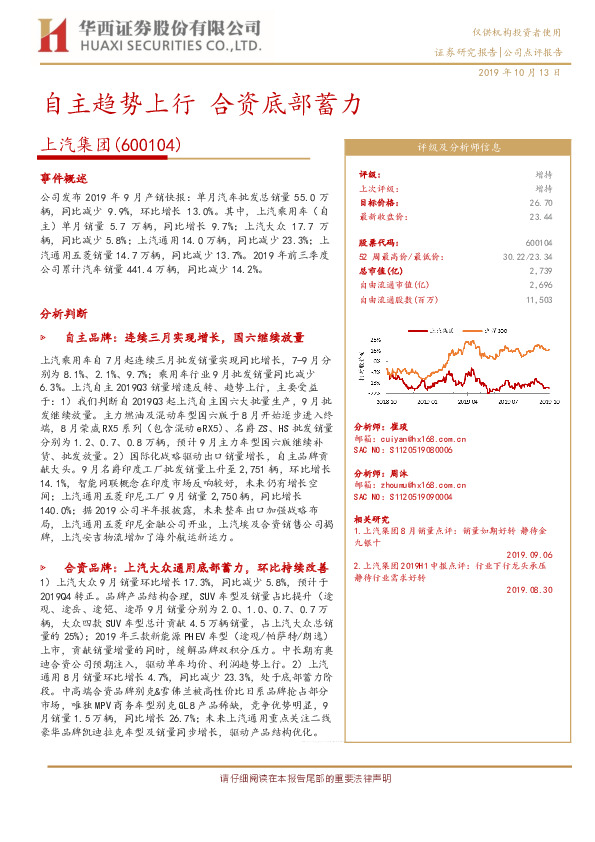 自主趋势上行 合资底部蓄力