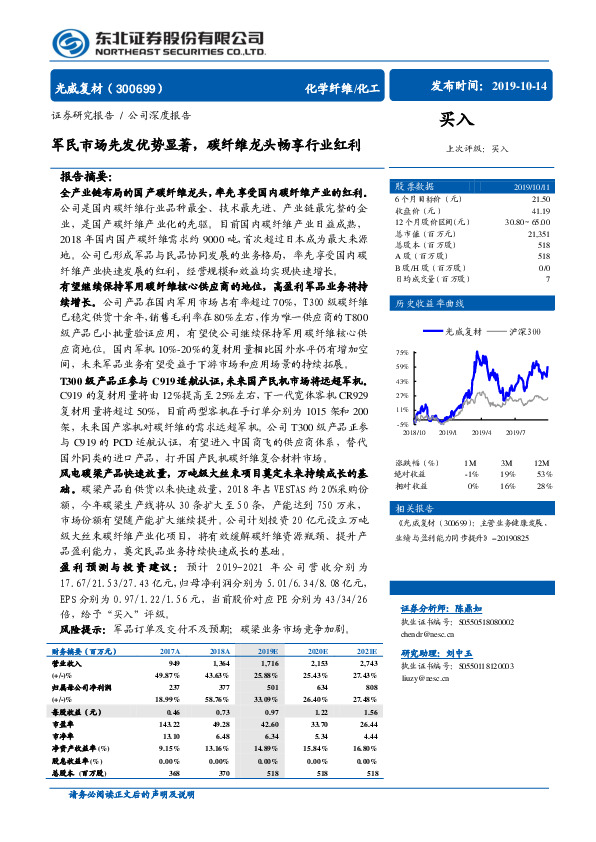 军民市场先发优势显著，碳纤维龙头畅享行业红利