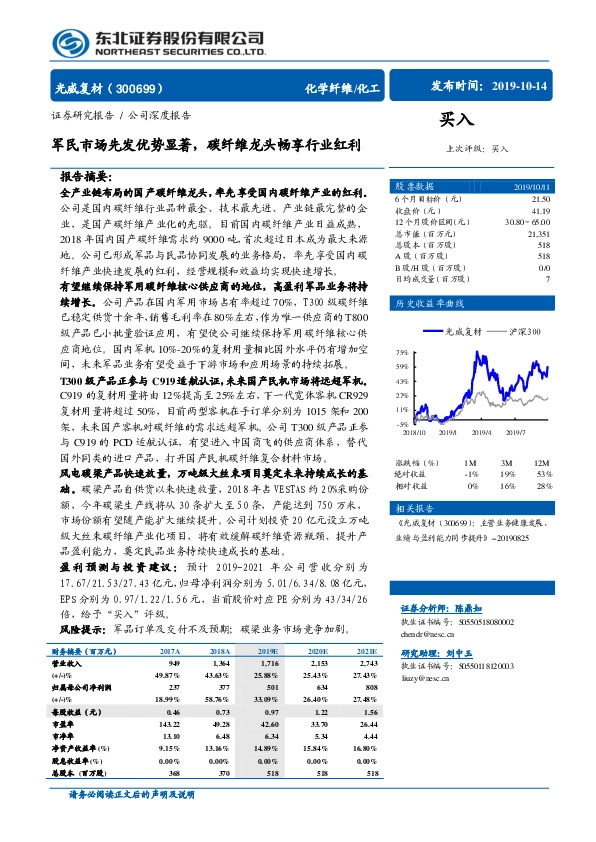 军民市场先发优势显著，碳纤维龙头畅享行业红利