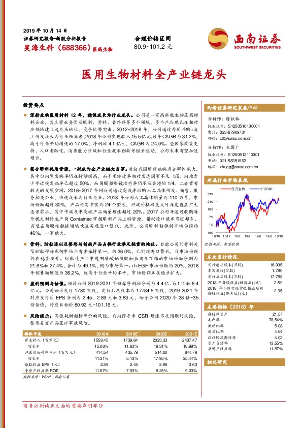 医用生物材料全产业链龙头