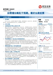 业绩增长略低于预期,看好长期发展