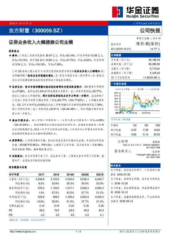 证券业务收入大幅提振公司业绩