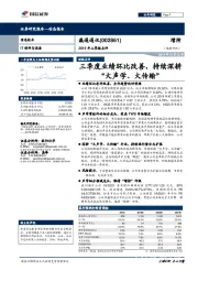 2019年三季报点评：三季度业绩环比改善，持续深耕“大声学、大传输”