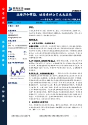 2019年三季报点评：业绩符合预期，继续看好公司未来成长