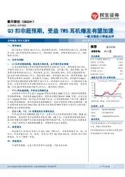 歌尔股份三季报点评：Q3扣非超预期，受益TWS耳机爆发有望加速