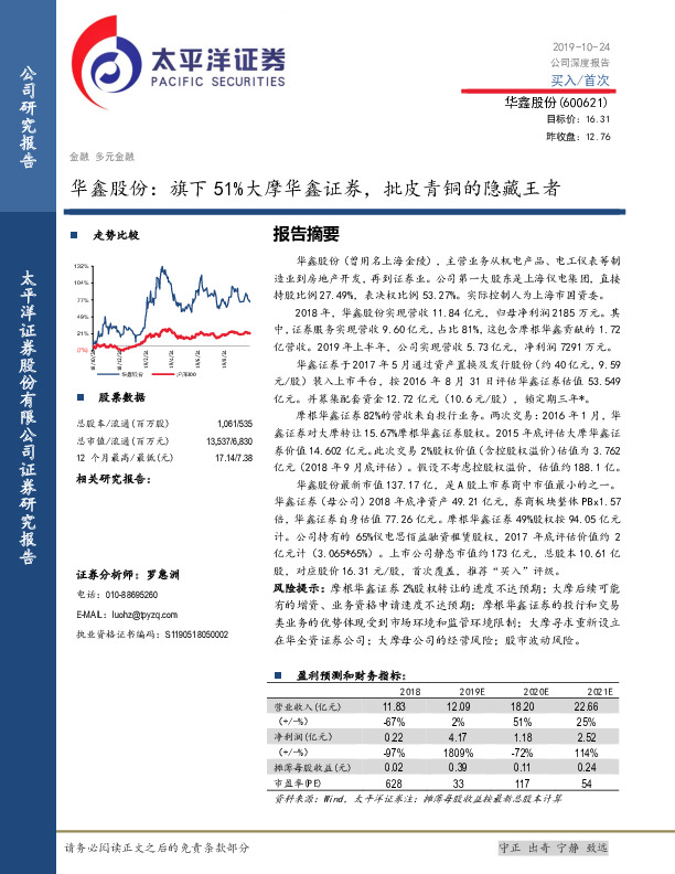 旗下51%大摩华鑫证券，批皮青铜的隐藏王者