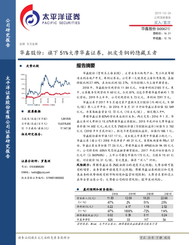 旗下51%大摩华鑫证券，批皮青铜的隐藏王者