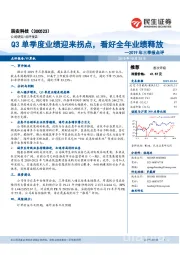 2019年三季报点评：Q3单季度业绩迎来拐点，看好全年业绩释放