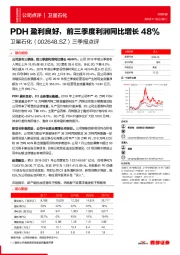 三季报点评：PDH盈利良好，前三季度利润同比增长48%