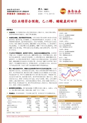 Q3业绩符合预期，乙二醇、醋酸盈利回升