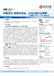 19年三季报点评：销量承压+高费用投放，公司业绩不及预期