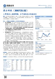 三季报收入端超预期，分子砌块龙头快速成长