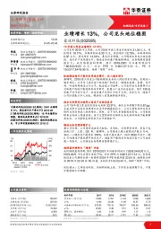 业绩增长13%，公司龙头地位稳固