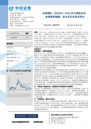 2019年三季报点评：业绩表现稳健，多点开花未来空间大