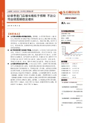 2019年三季报点评：Q3单季度门店增长略低于预期 不改公司业绩规模稳定增长