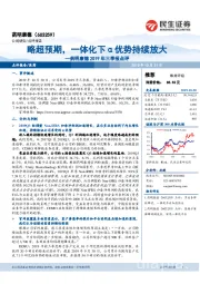 2019年三季报点评:略超预期,一体化下α优势持续放大