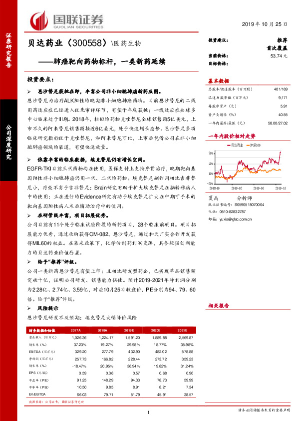肺癌靶向药物标杆，一类新药延续