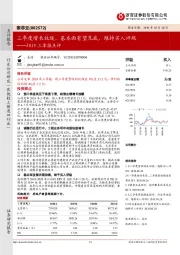 2019三季报点评：三季度增长放缓，基本面有望见底，维持买入评级