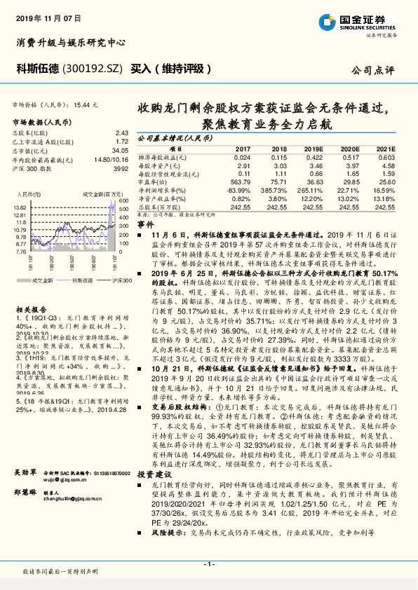 收购龙门剩余股权方案获证监会无条件通过，聚焦教育业务全力启航