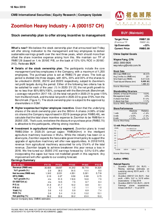 Stock ownership plan to offer strong incentive to management