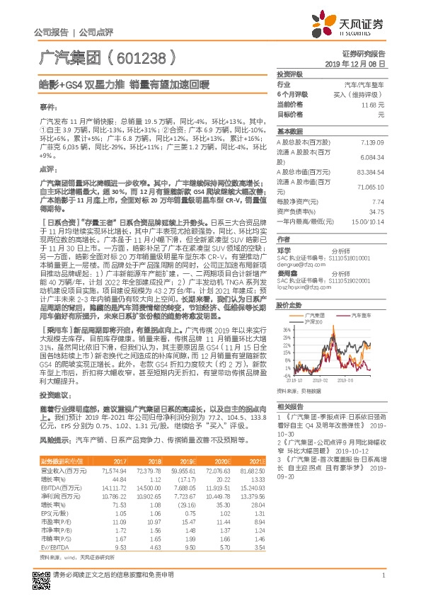 皓影+GS4双星力推 销量有望加速回暖