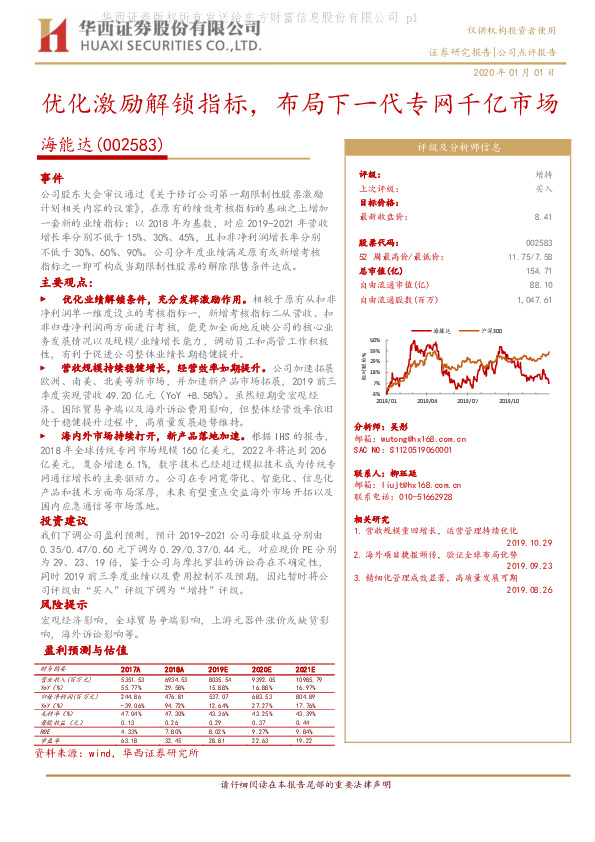 优化激励解锁指标，布局下一代专网千亿市场
