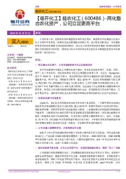 两化整合农化资产，公司立足更高平台