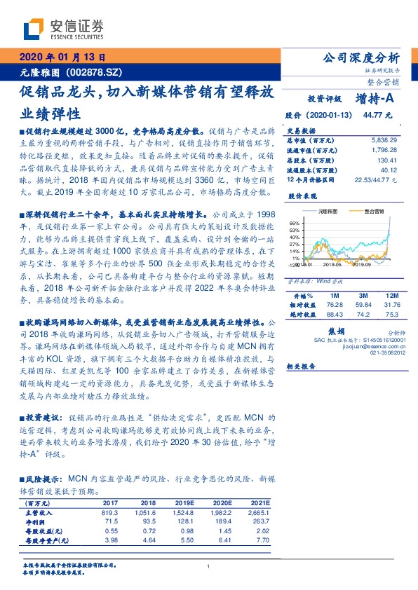 促销品龙头，切入新媒体营销有望释放业绩弹性
