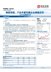 2019年业绩预告点评：略超预期，产品丰富性奠定业绩稳定性