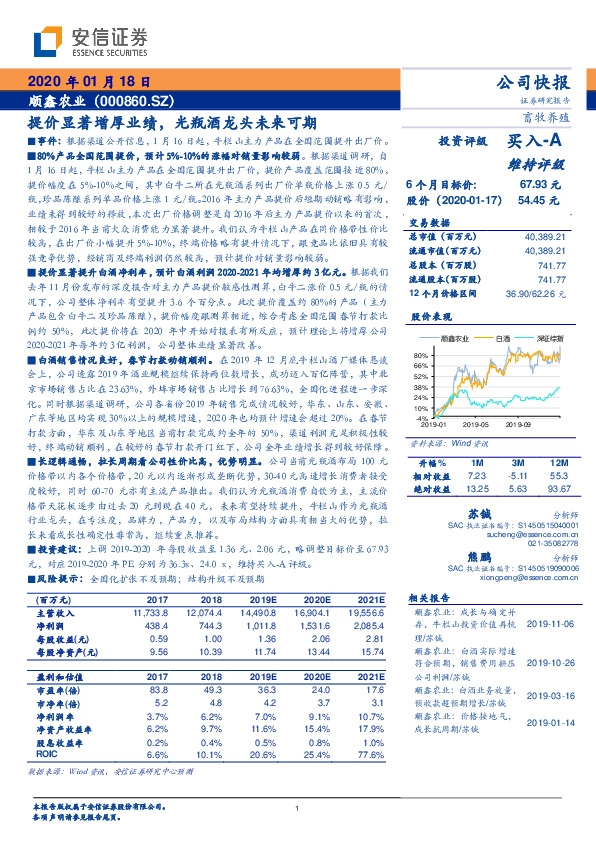提价显著增厚业绩，光瓶酒龙头未来可期