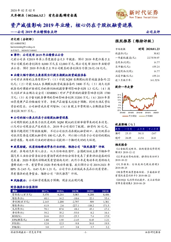公司2019年业绩预告点评：资产减值影响2019年业绩，核心仍在于股权融资进展