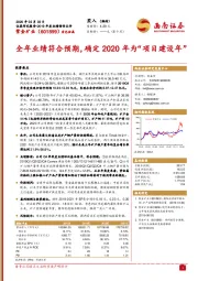 全年业绩符合预期，确定2020年为“项目建设年”