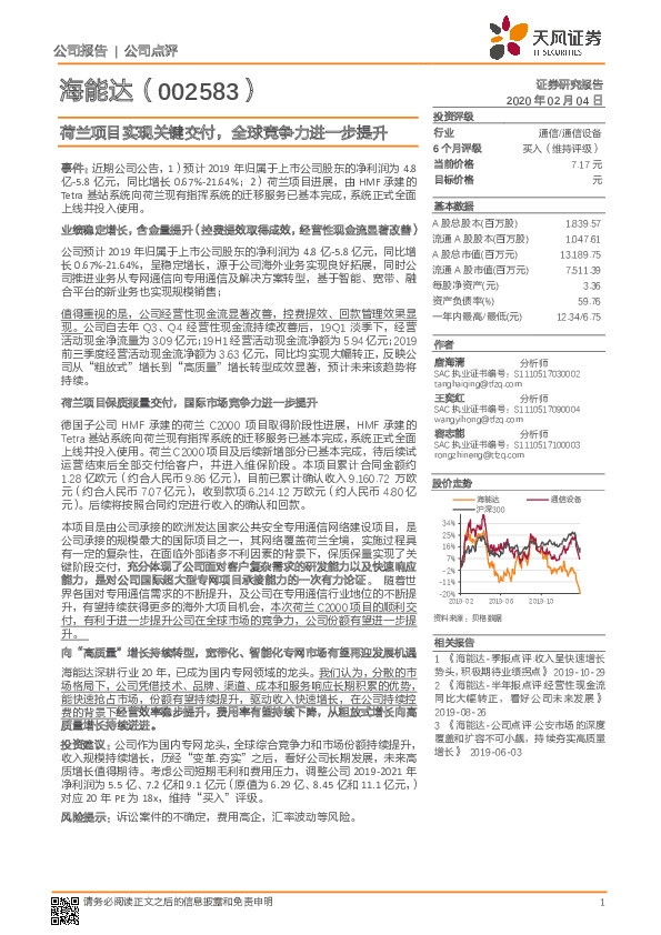 荷兰项目实现关键交付，全球竞争力进一步提升