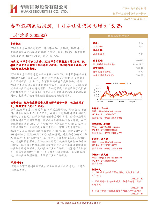 春节假期虽然提前，1月吞吐量仍同比增长15.2%