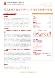 间氯苯胺产能全球第一，业绩高增长弹性可期