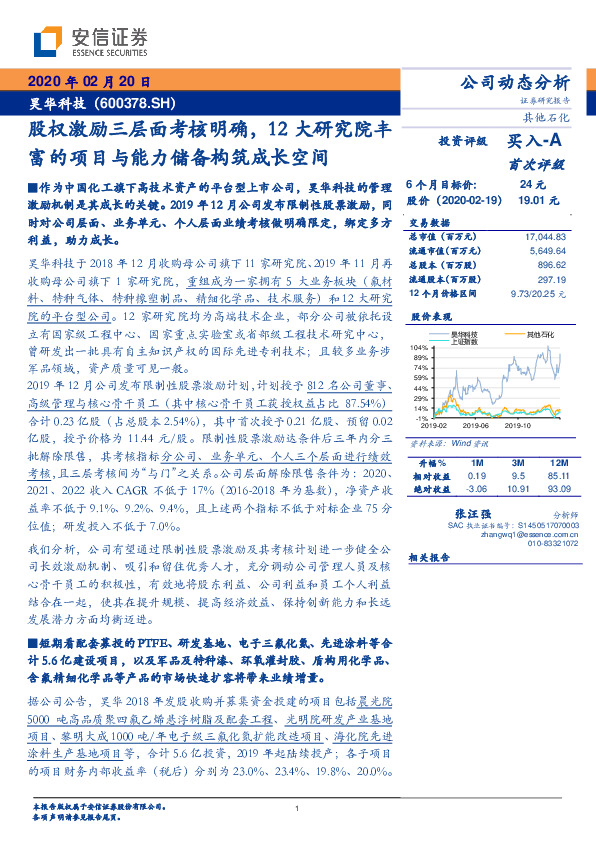 股权激励三层面考核明确，12大研究院丰富的项目与能力储备构筑成长空间