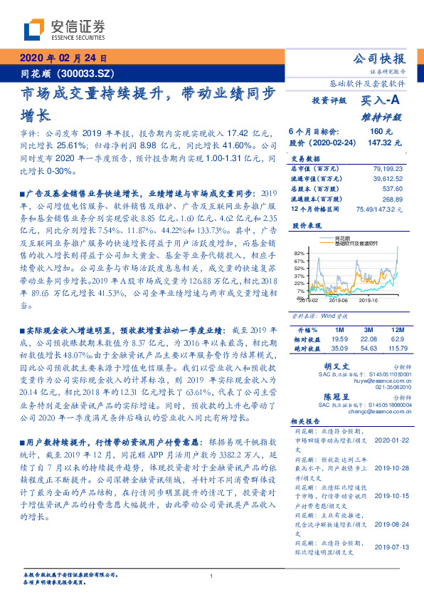 市场成交量持续提升，带动业绩同步增长