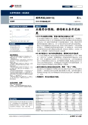 2019年年报快报点评:业绩符合预期,静待新业务开花结果