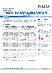 2019年业绩快报点评:符合预期,协同及规模效应奠定高增长基础