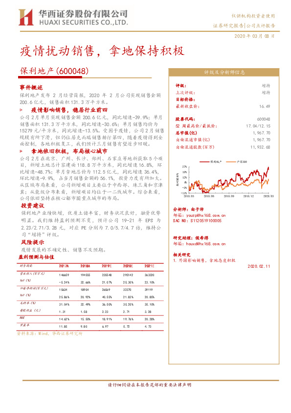 疫情扰动销售，拿地保持积极