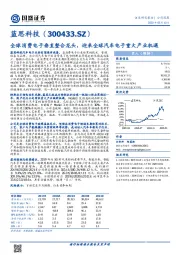 全球消费电子垂直整合龙头，迎来全球汽车电子重大产业机遇