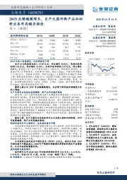 2019业绩稳健增长，自产元器件新产品和材料业务布局稳步推进