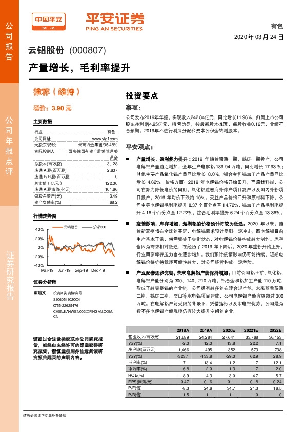 产量增长，毛利率提升