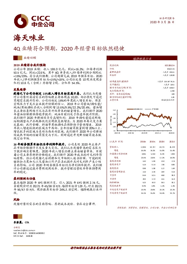 4Q业绩符合预期，2020年经营目标依然稳健