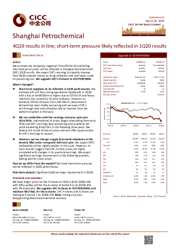 4Q19 results in line; short-term pressure likely reflected in 1Q20 results