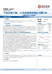 中国石油2019年报点评：产品价格下跌，19年归母净利同比下降14%