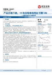 中国石油2019年报点评:产品价格下跌,19年归母净利同比下降14%