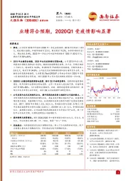 2019年年报点评：业绩符合预期，2020Q1受疫情影响显著